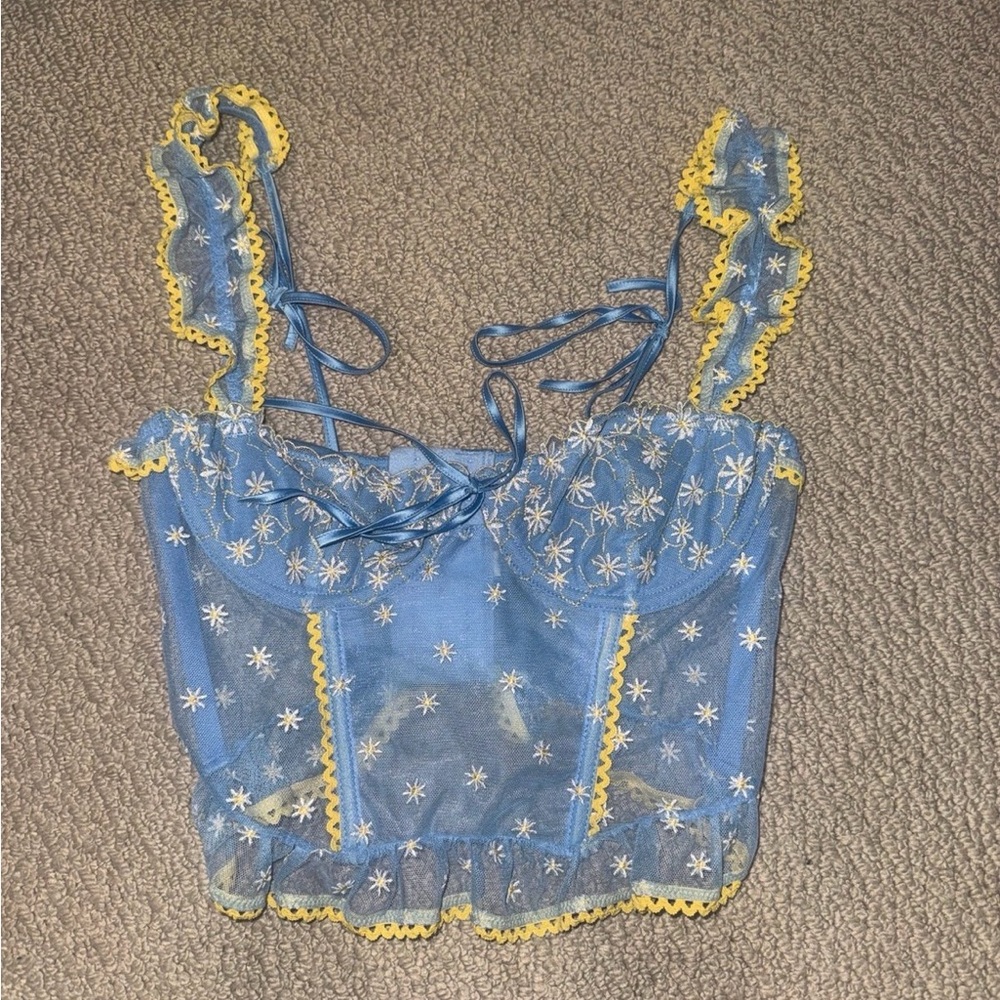 Floral Blue and Yellow Women's Top